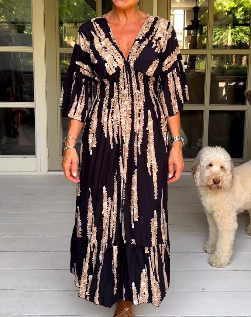 Robe à imprimé tie-dye et col en V 