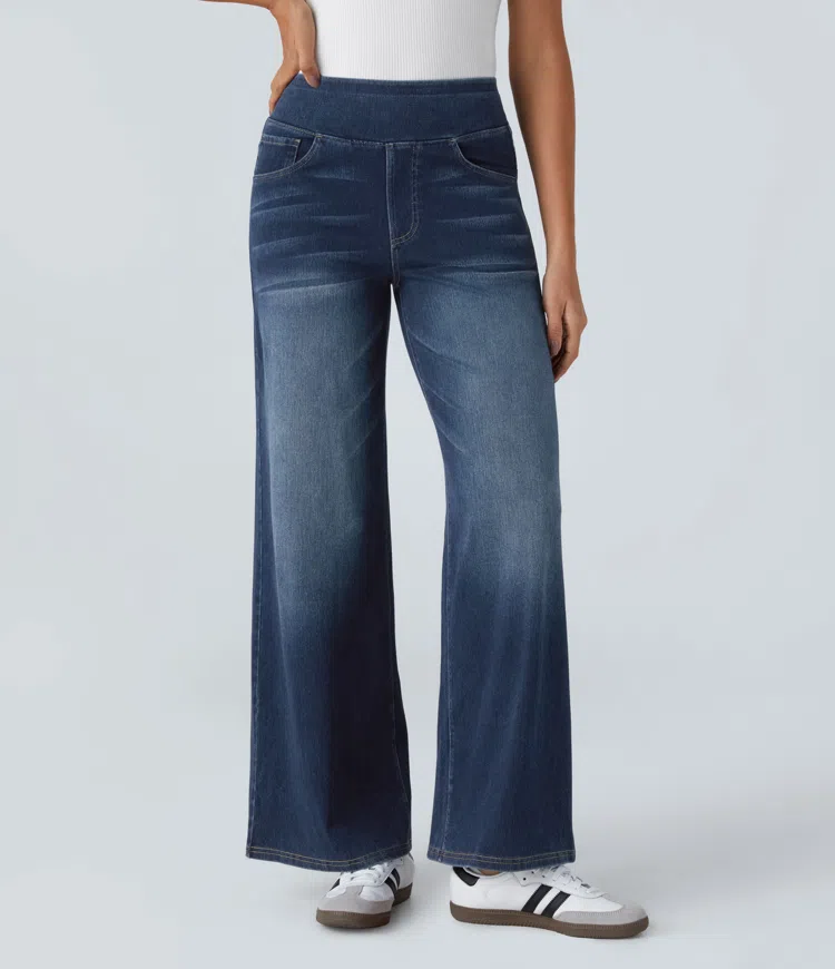 Jean large taille haute super extensible 