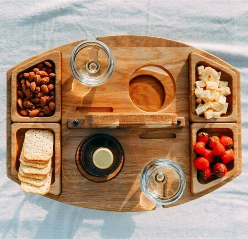 Table à vin de pique-nique d'extérieur portable en bois 