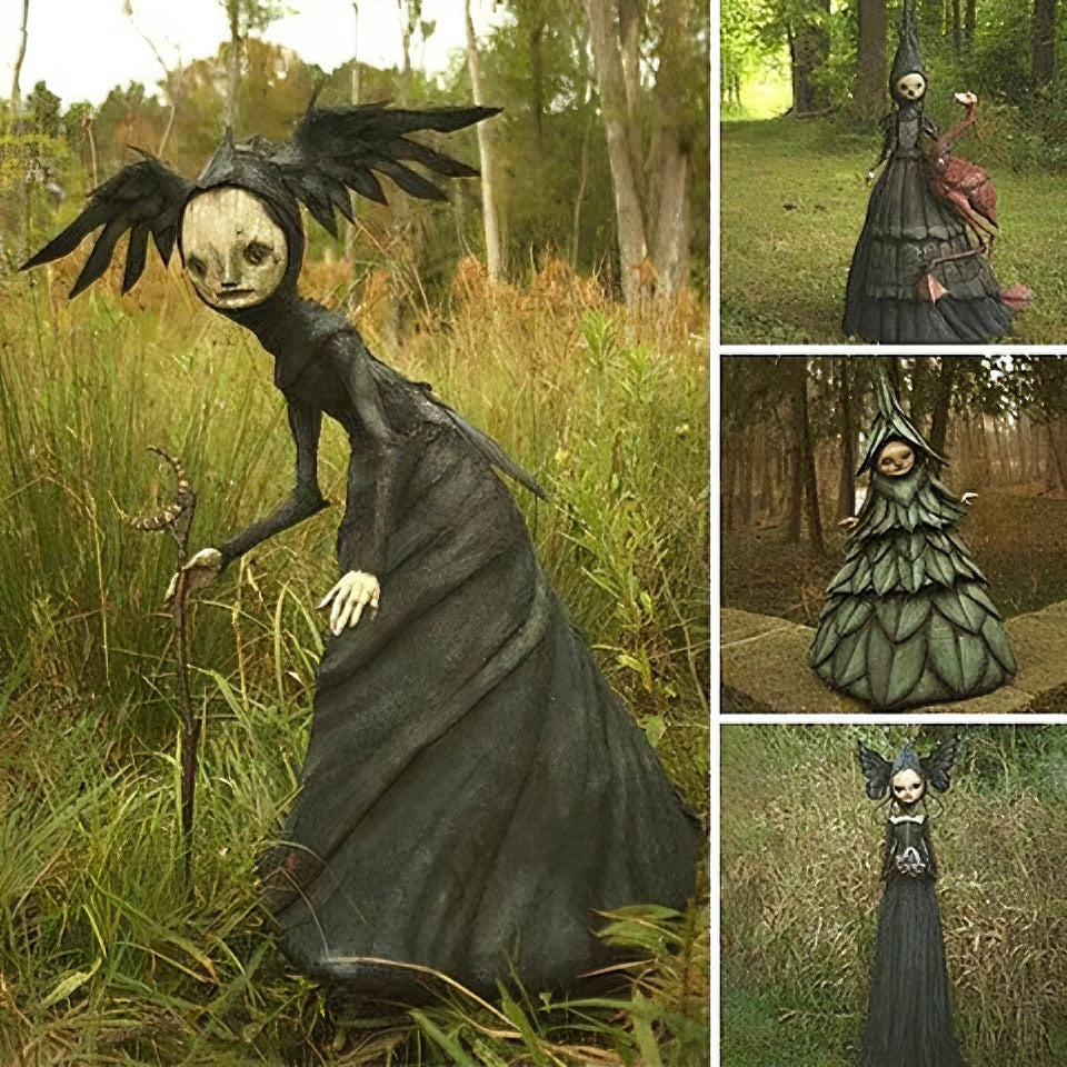 Décoration de jardin d'Halloween en résine représentant une sorcière cauchemardesque 