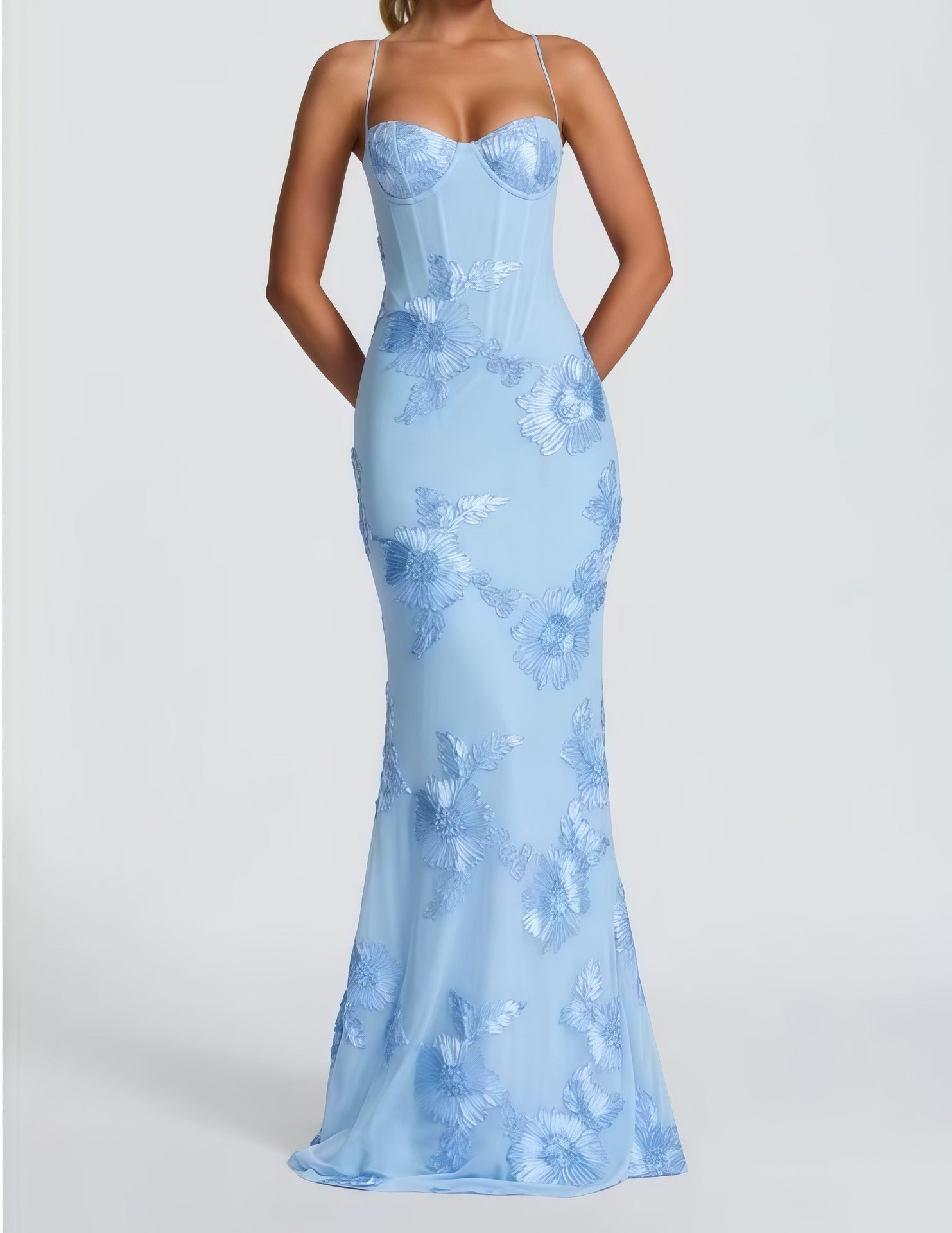 Embroidered Evening Gown