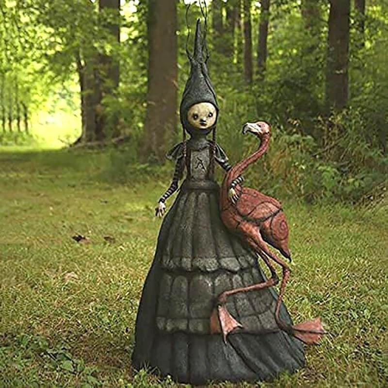 Décoration de jardin d'Halloween en résine représentant une sorcière cauchemardesque 