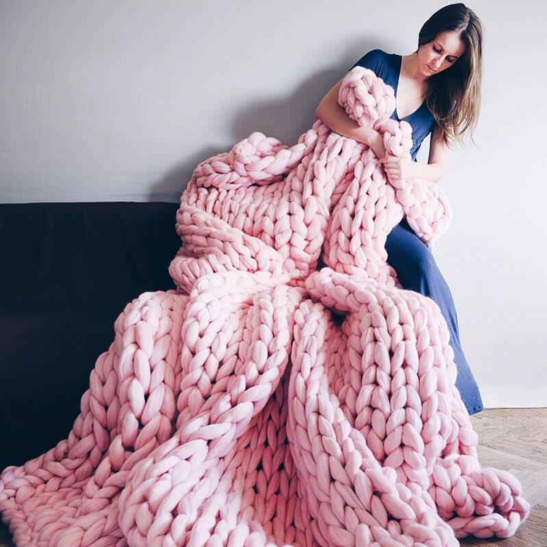 Couverture en tricot épais 