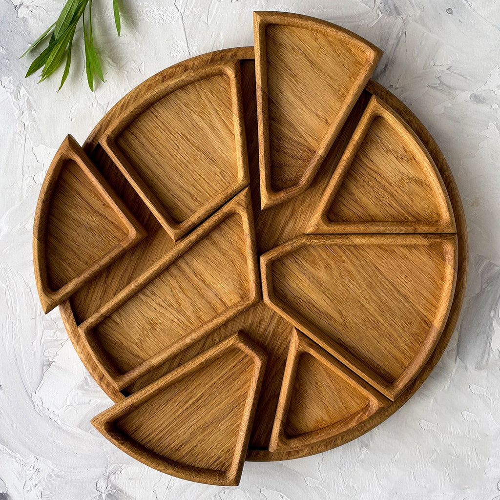 Plateau de service Puzzle - Bois de chêne avec compartiments amovibles 