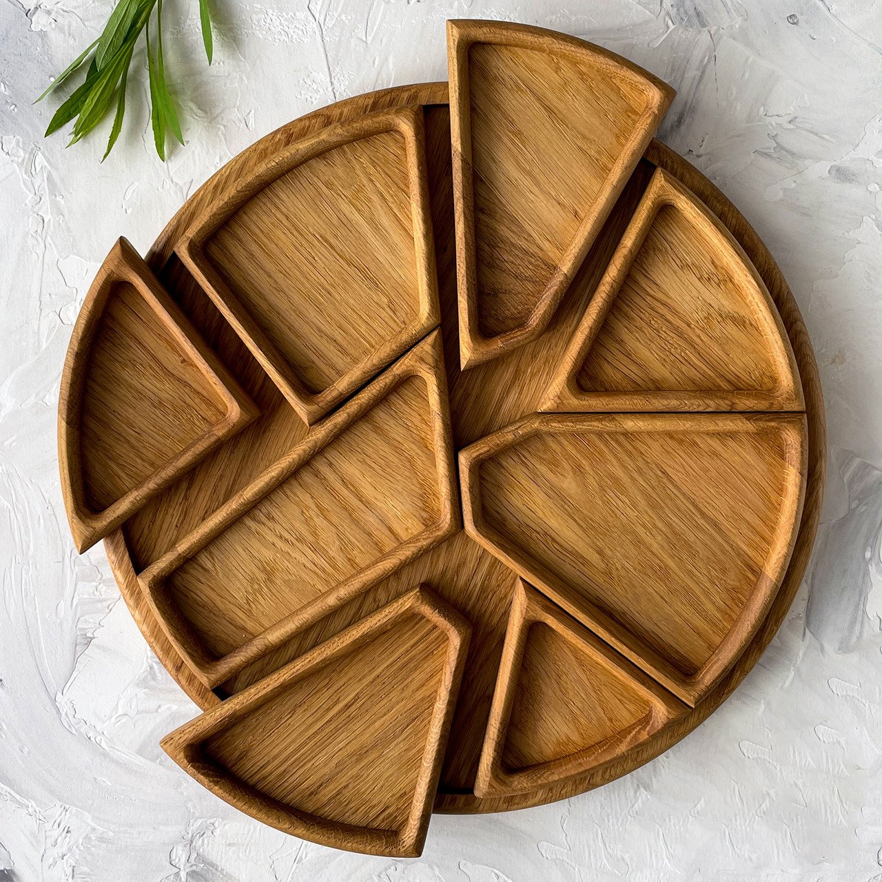 Plateau de service Puzzle - Bois de chêne avec compartiments amovibles 