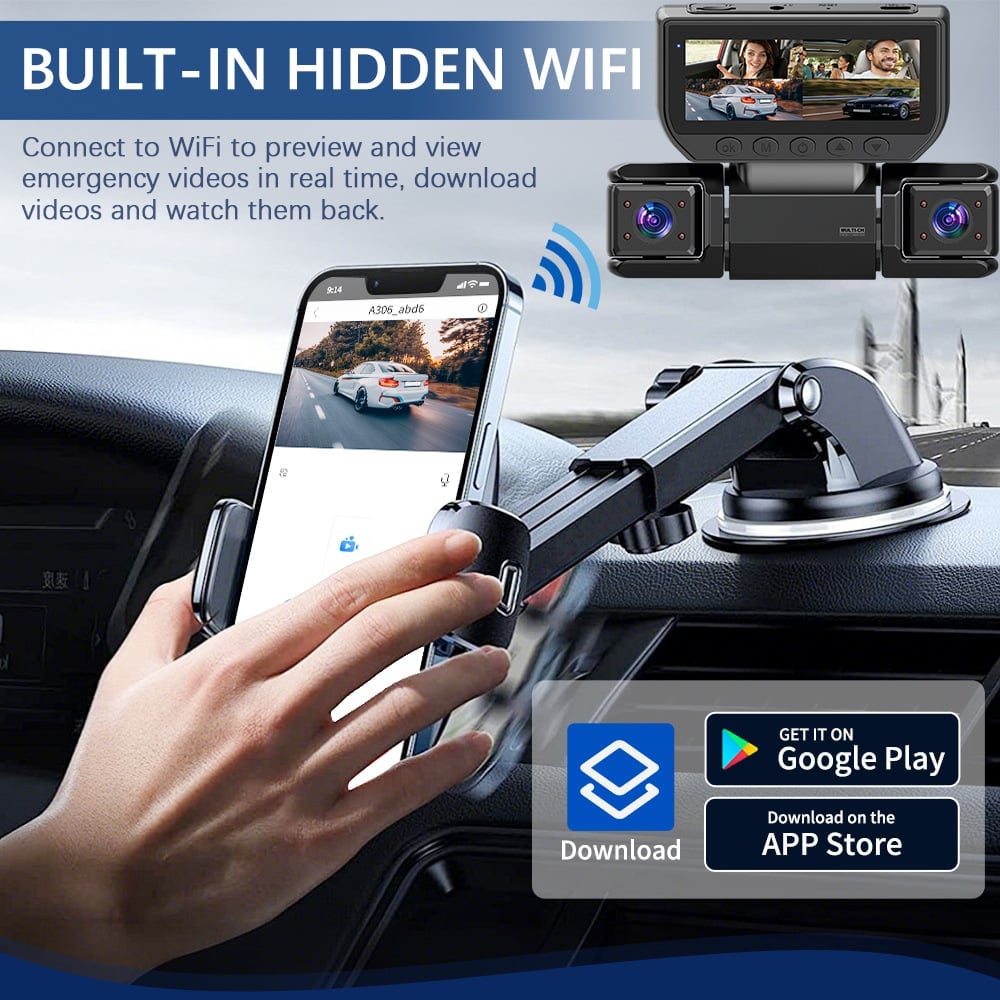 360° Car DVR WiFi 4 Channels Dash Cam Video Recorder