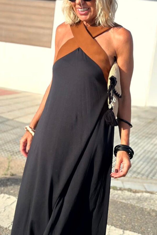 Robe sans manches à dos croisé pour femme 