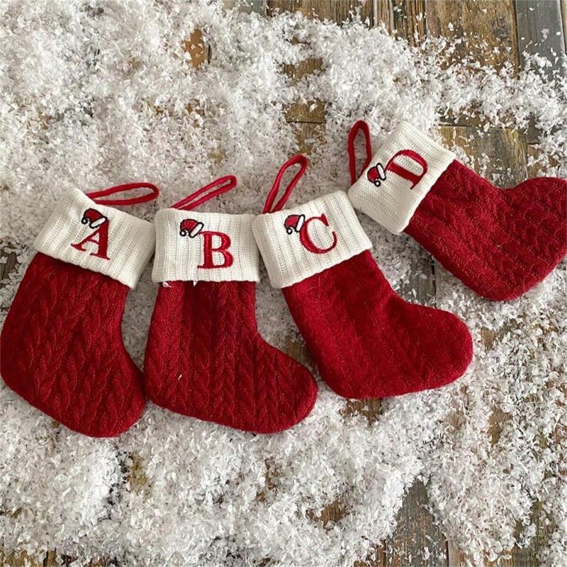 🧦Personalized letter knitted Christmas stocking fireplace ornament