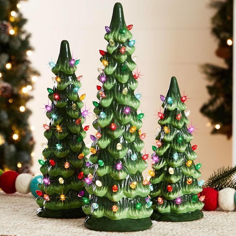 🎁🎄Sapins de Noël de table rétro peints à la main avec minuterie (⏰Quantités limitées disponibles) 
