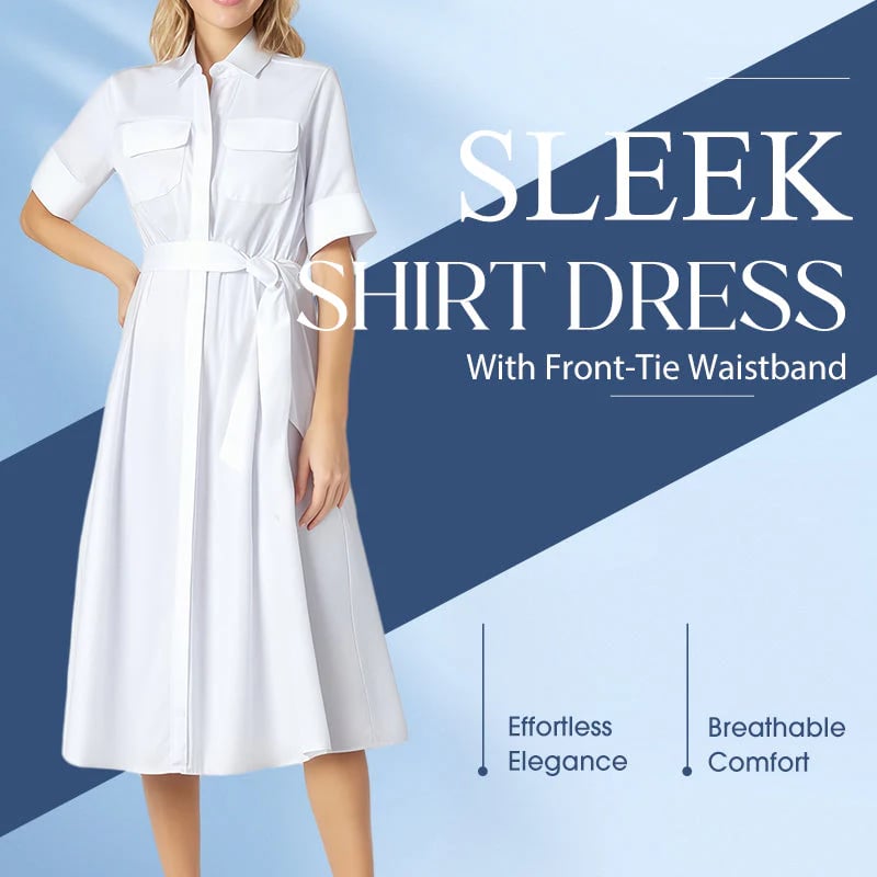 Robe chemise élégante avec ceinture nouée sur le devant 