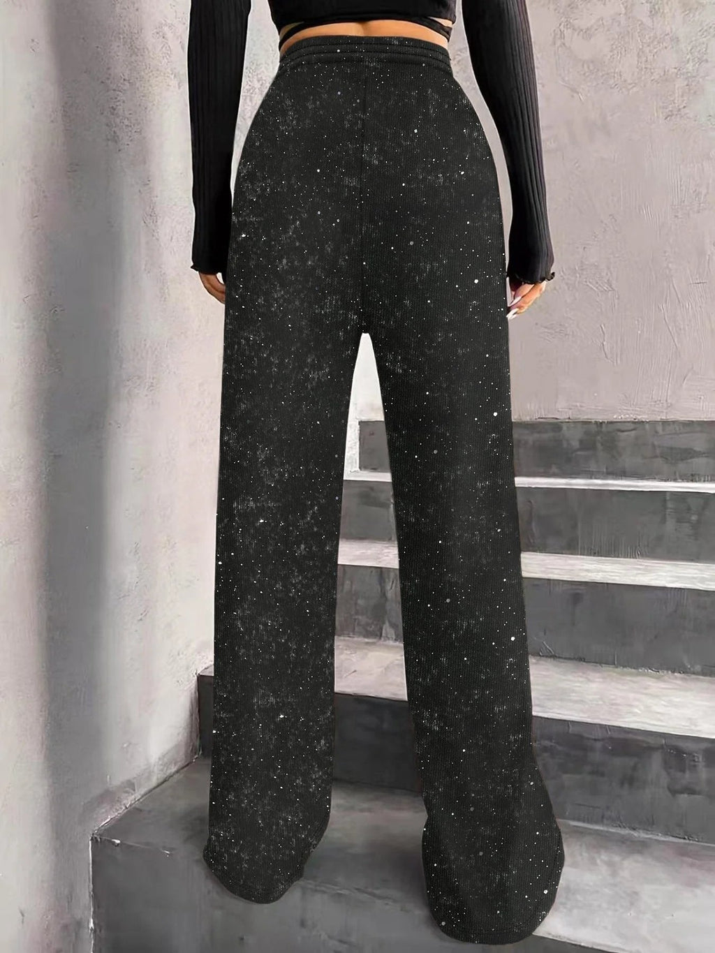 🎅Women's Sequin Sparkle Wide Leg Pants with Elastic Waistband - Buy two and get free shipping!