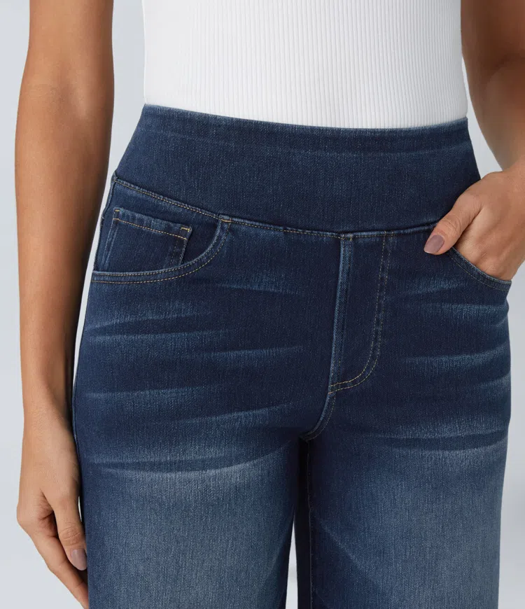 Jean large taille haute super extensible 