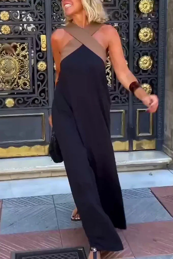 Robe sans manches à dos croisé pour femme 