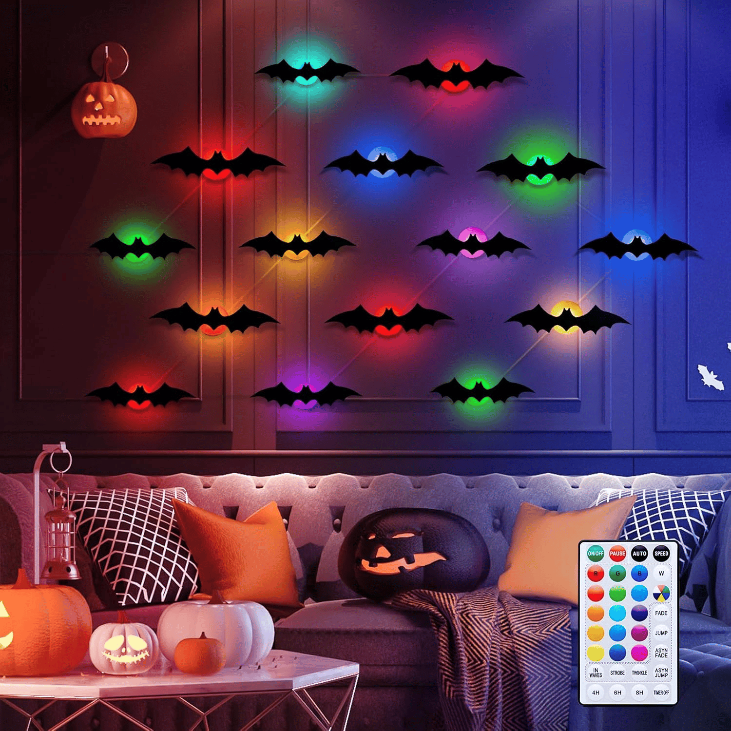 🎁Décoration LED 3D en forme de chauve-souris 