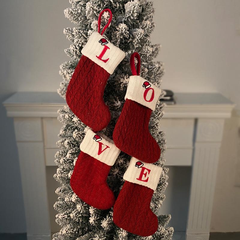 🧦Personalized letter knitted Christmas stocking fireplace ornament