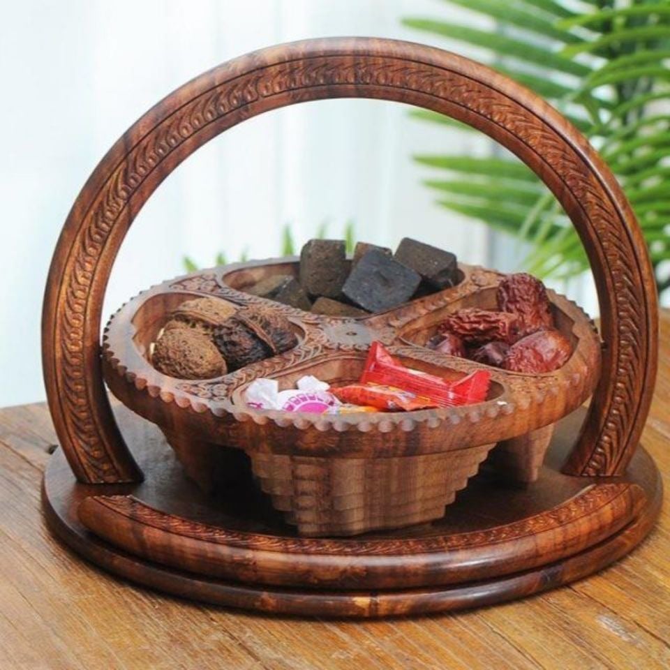 49 % DE RÉDUCTION 🔥 - Assiette à fruits en bois sculpté à la main 