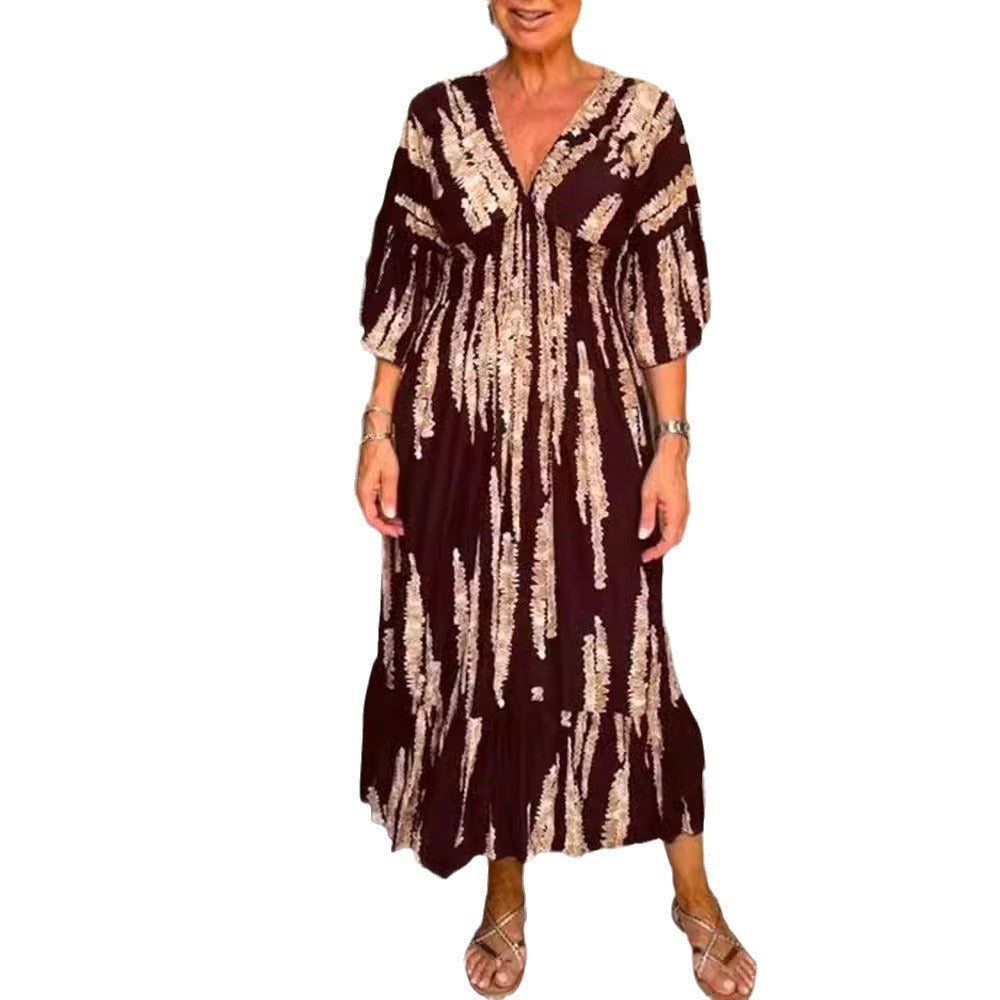 Robe à imprimé tie-dye et col en V 