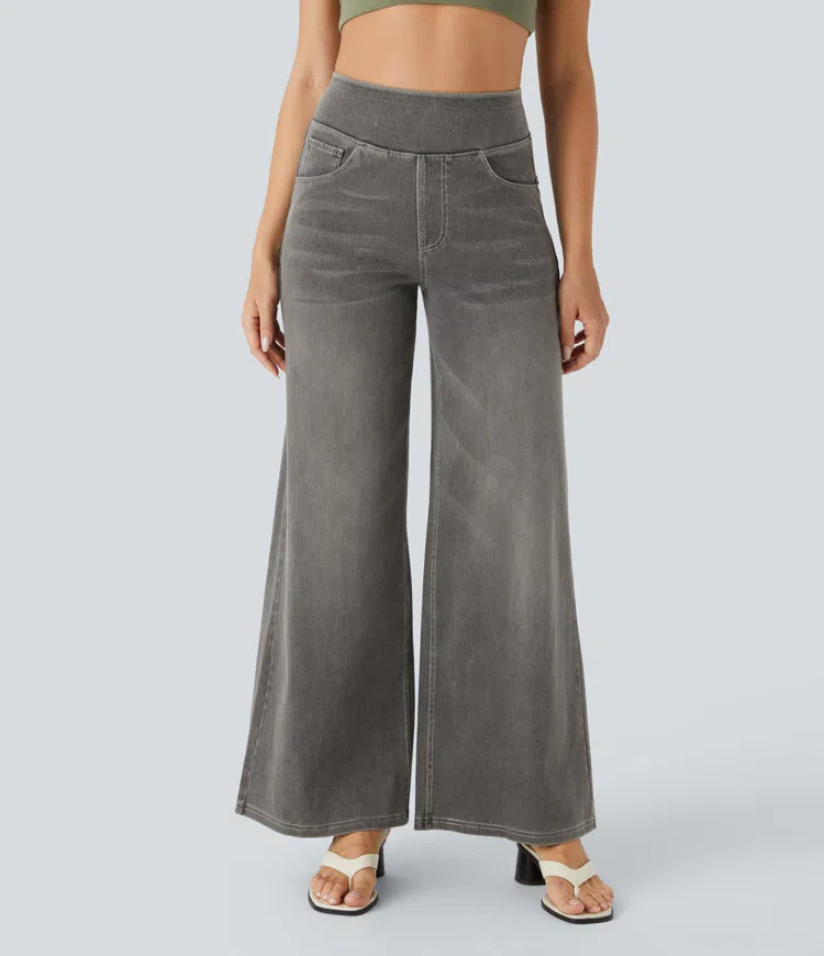Jean large taille haute super extensible 
