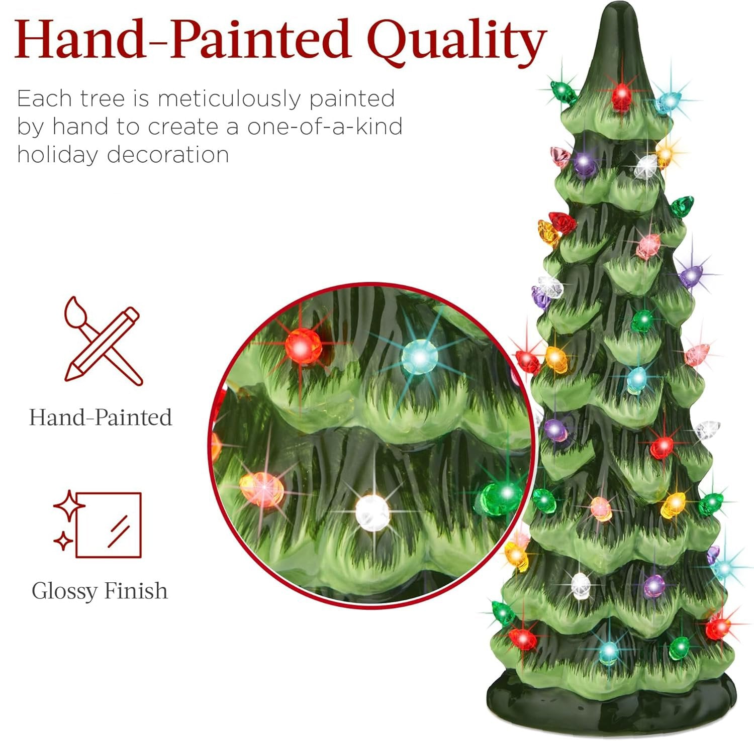 🎁🎄Sapins de Noël de table rétro peints à la main avec minuterie (⏰Quantités limitées disponibles) 