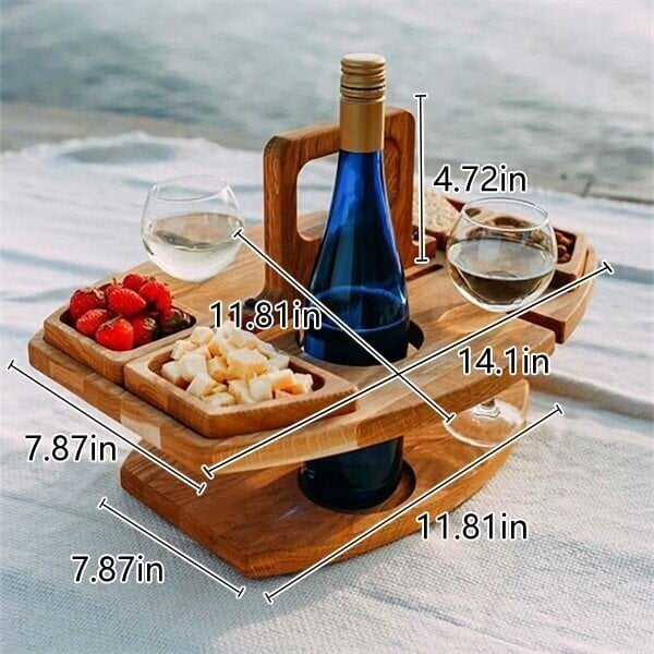 Table à vin de pique-nique d'extérieur portable en bois 