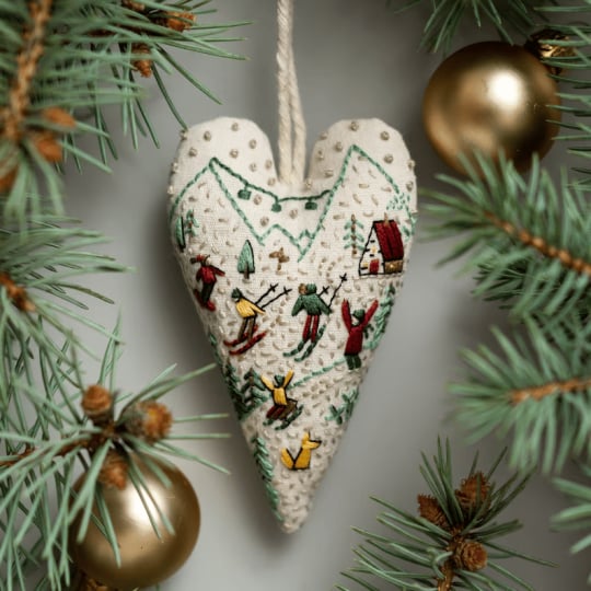 💖Kit de décoration/décoration de Noël brodée à la main en forme de cœur à faire soi-même 