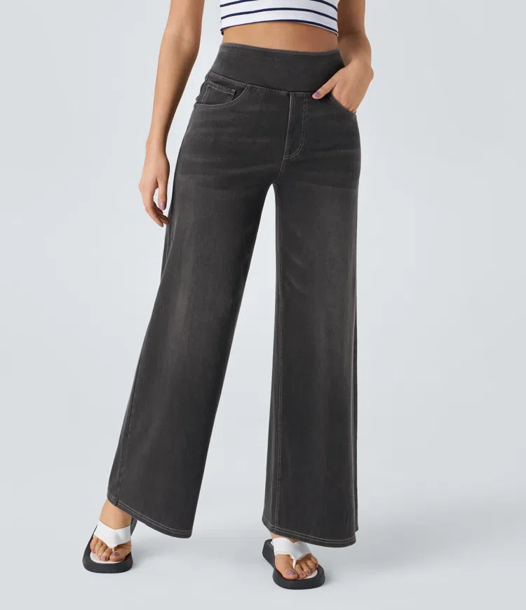 Jean large taille haute super extensible 
