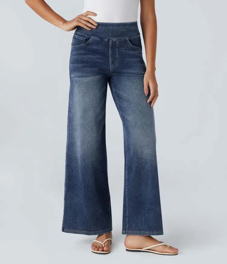 Jean large taille haute super extensible 