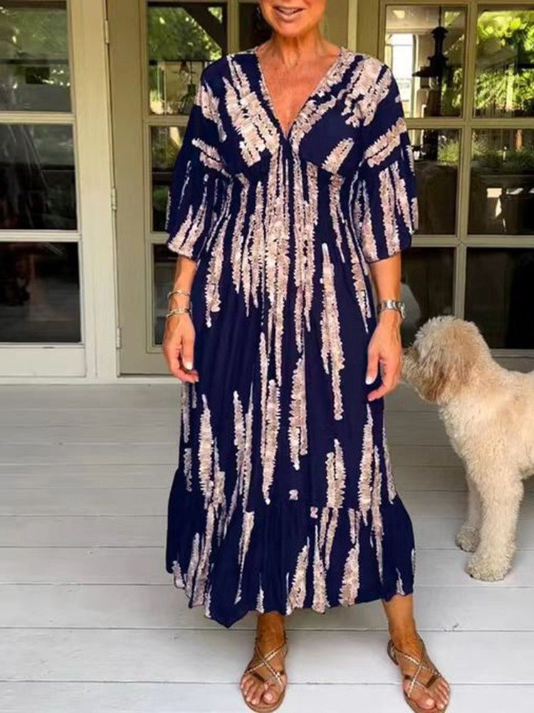 Robe à imprimé tie-dye et col en V 