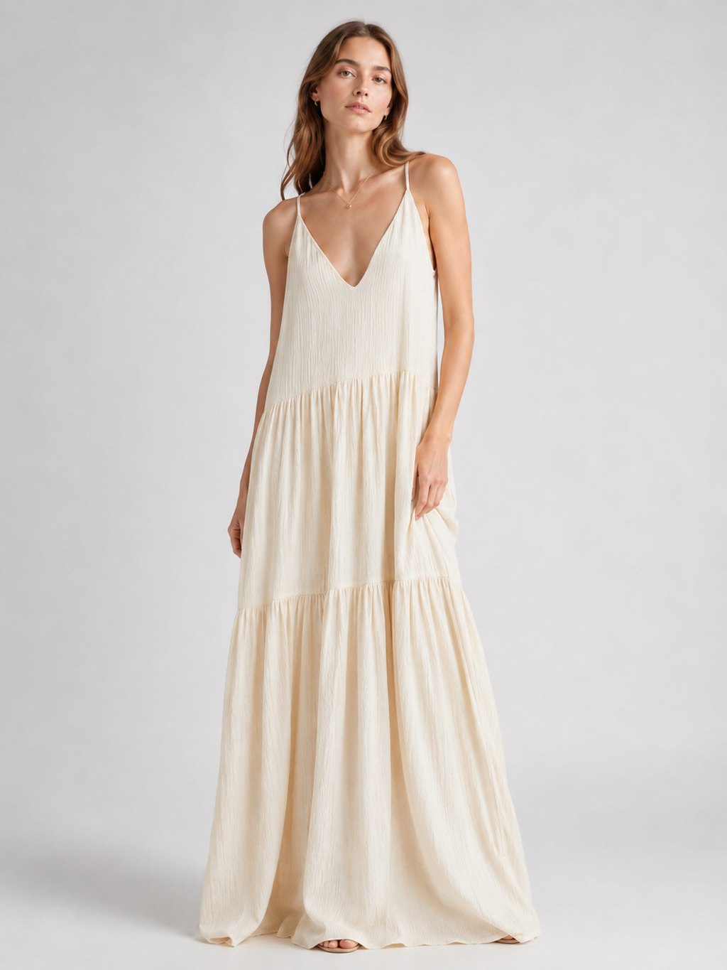 Elegant Resort Deep V-Neckline Strappy Maxi Dress