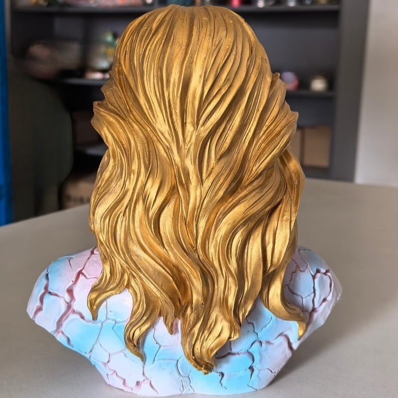 Cracked Blazing Maiden Figurine Statue Light - Where Art Meets Ambience!