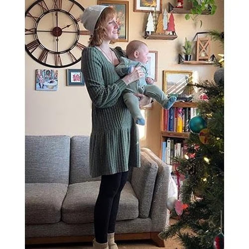 Women's Square Neck Lantern Sleeve Ribbed Dress - Buy 2, Get Free Shipping!