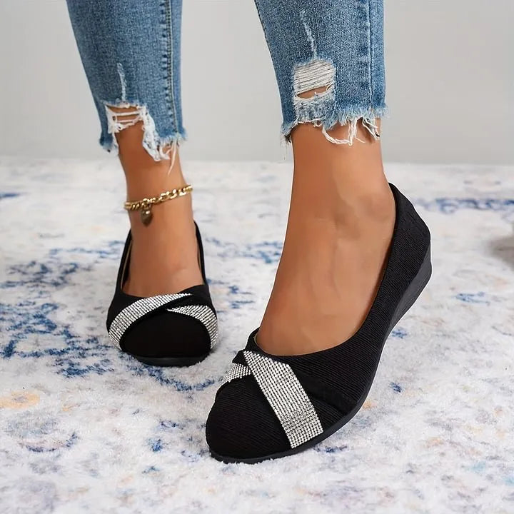 Women's Lightweight Rhinestone Wedge Support Shoes