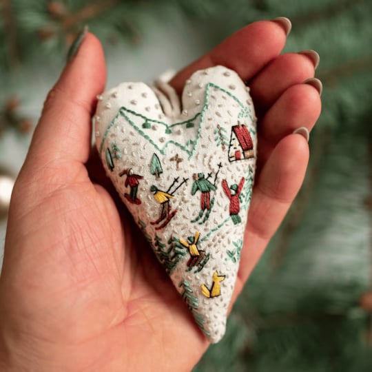 💖Kit de décoration/décoration de Noël brodée à la main en forme de cœur à faire soi-même 