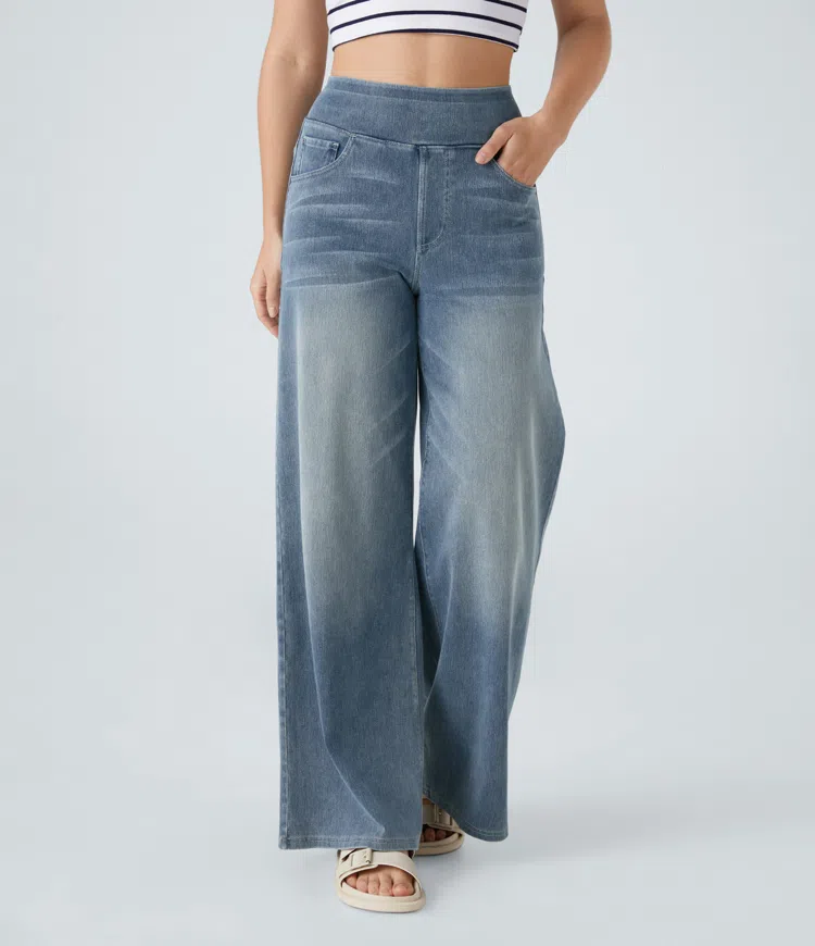 Jean large taille haute super extensible 