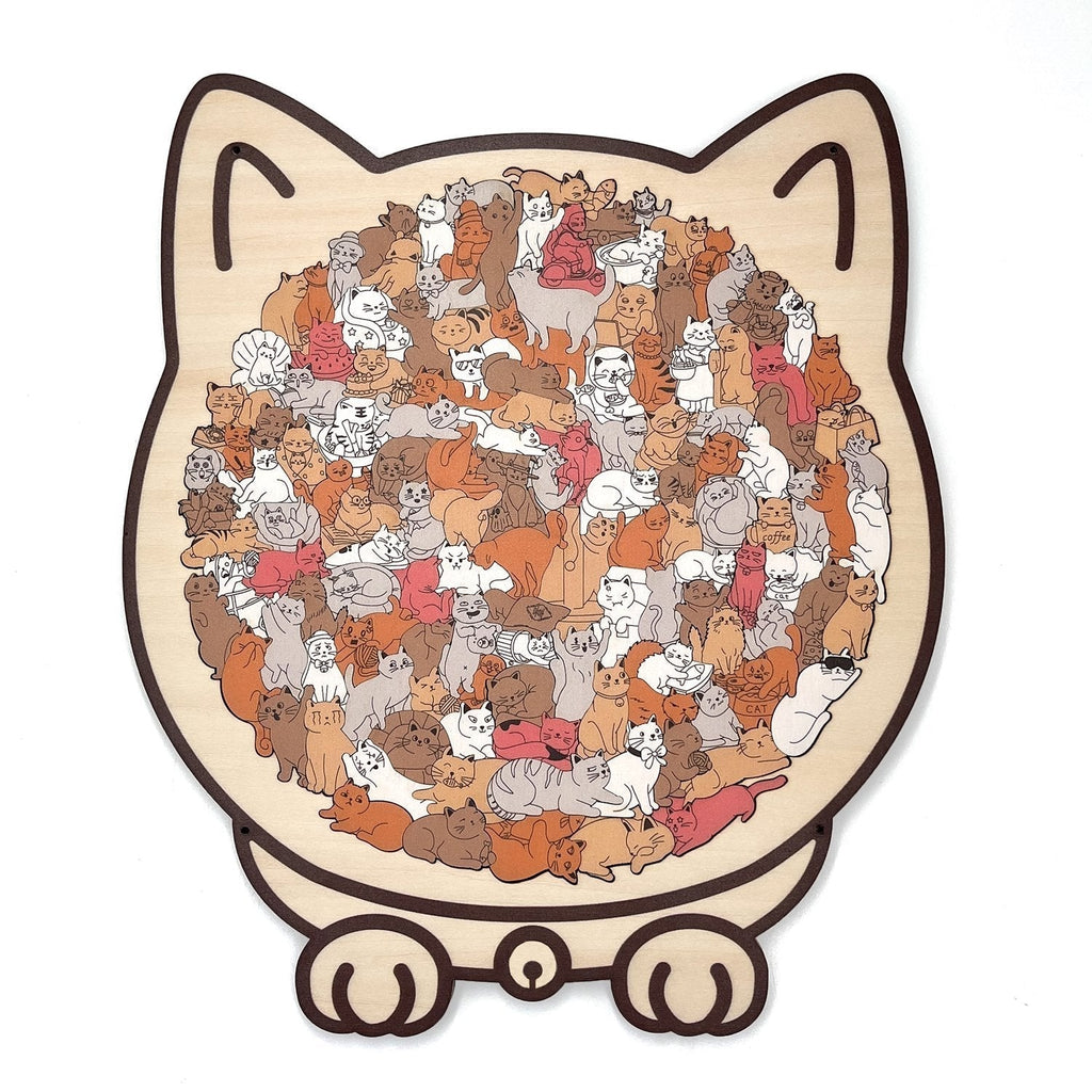 🎅135-Piece Morandi-Colored Cat Shaped Wooden Jigsaw Puzzle