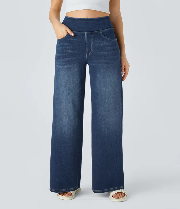Jean large taille haute super extensible 