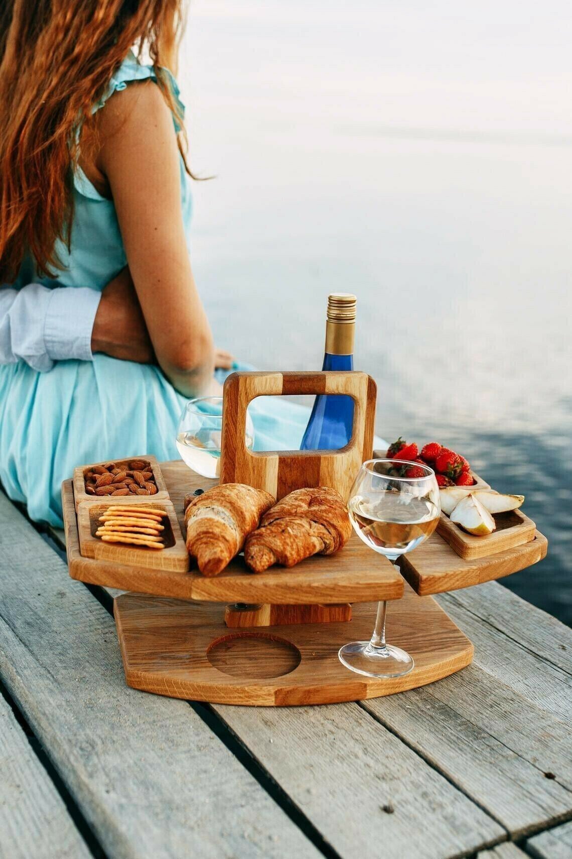 Table à vin de pique-nique d'extérieur portable en bois 