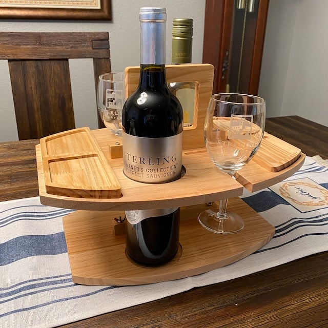 Table à vin de pique-nique d'extérieur portable en bois 
