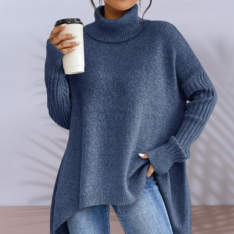 HIGH-NECK RELAXED KNITTED PULLOVER