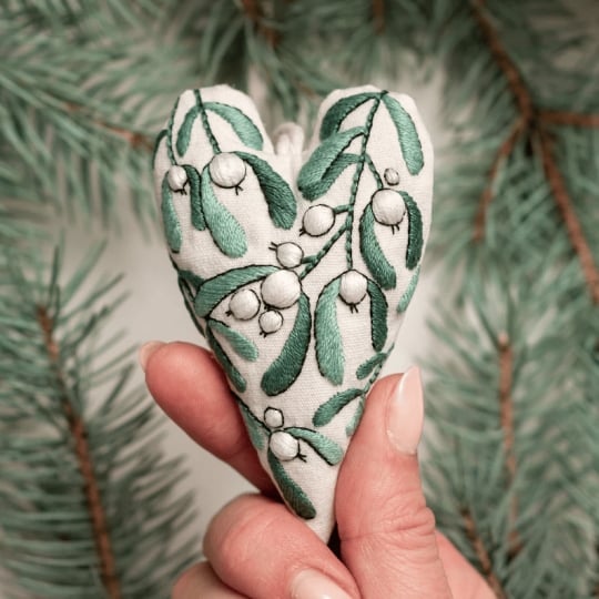 💖Kit de décoration/décoration de Noël brodée à la main en forme de cœur à faire soi-même 