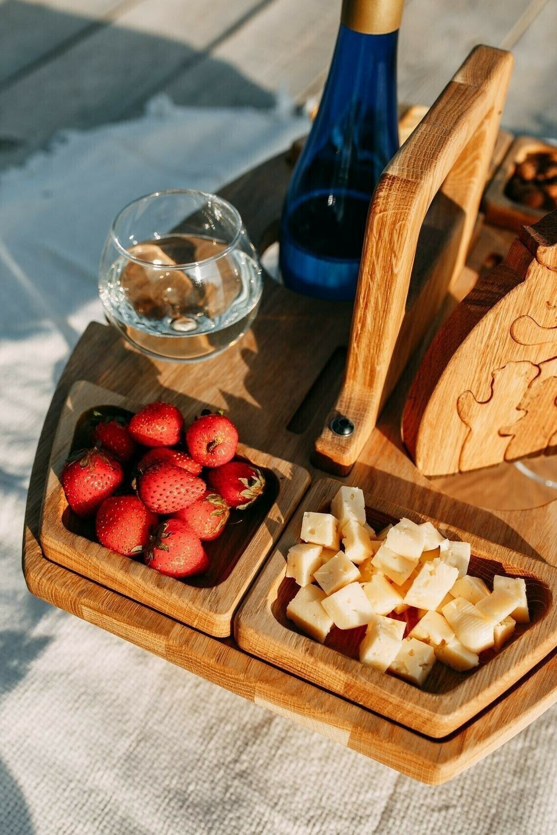 Table à vin de pique-nique d'extérieur portable en bois 
