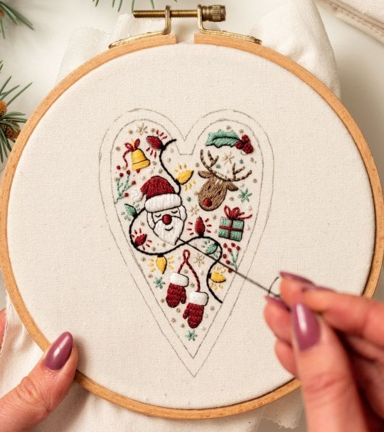 💖Kit de décoration/décoration de Noël brodée à la main en forme de cœur à faire soi-même 