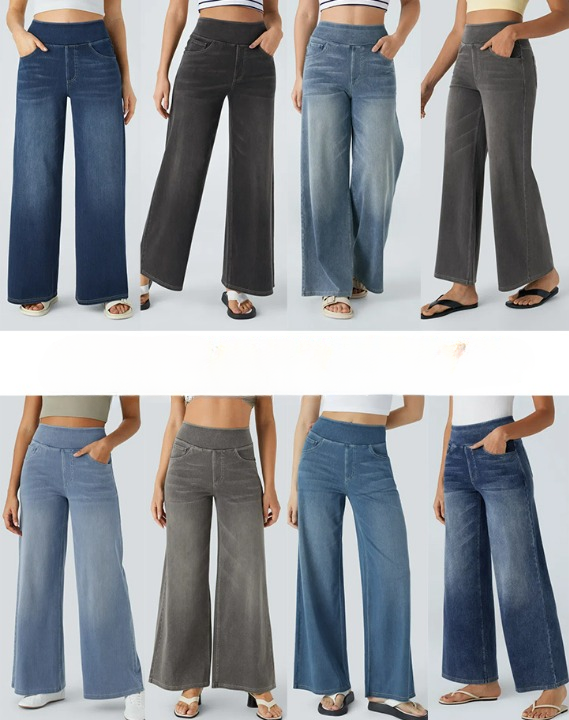 Jean large taille haute super extensible 