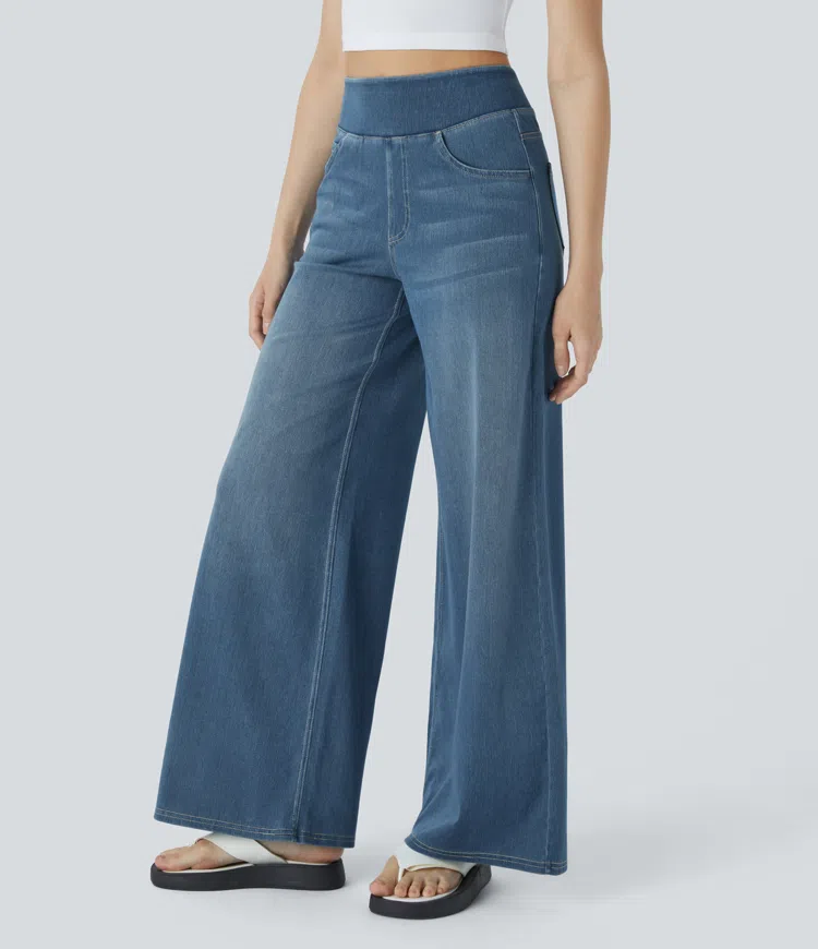 Jean large taille haute super extensible 