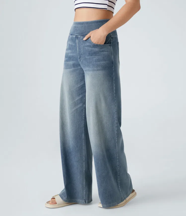 Jean large taille haute super extensible 