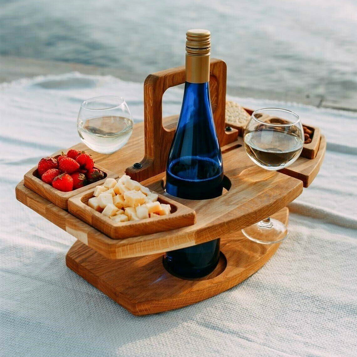 Table à vin de pique-nique d'extérieur portable en bois 