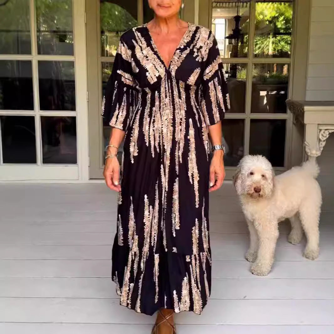 Robe à imprimé tie-dye et col en V 