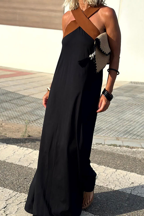 Robe sans manches à dos croisé pour femme 