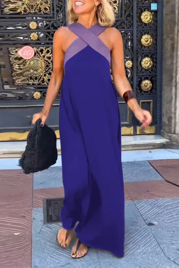 Robe sans manches à dos croisé pour femme 