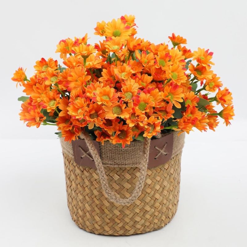 💥 Artificial Outdoor Sunset Mums Flowers - UV resistant, Waterproof, Windproof